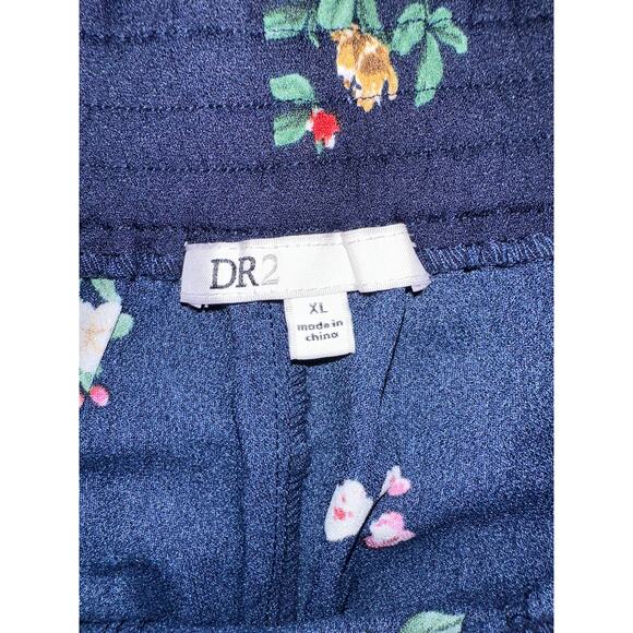DR2 Sz XL Indigo Blue | Floral Wide Leg Pants w/ Pockets - Picture 3 of 7